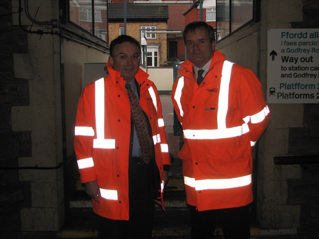 PHOTOCALL: MAKING TRACKS AT NEWPORT STATION: Andrew Davies with Robbie Burns