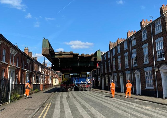 Warrington Central station bridge being removed down street over August bank holiday 2021