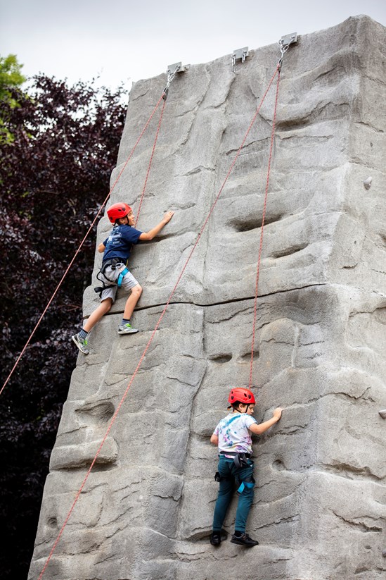 Local scouts enjoying the new climbing facilities at PACCAR scouts camp in Buckinghamshire