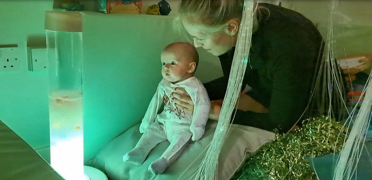 12-week-old Margot Collins and mum Robyn Starkey enjoy the sensory room at Ribbleton Family Hub-2