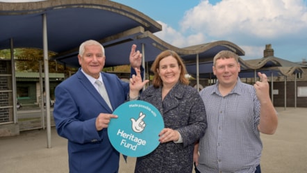 Councillor Patrick Harley, Liz Bates and Councillor Simon Phipps fingers crossed