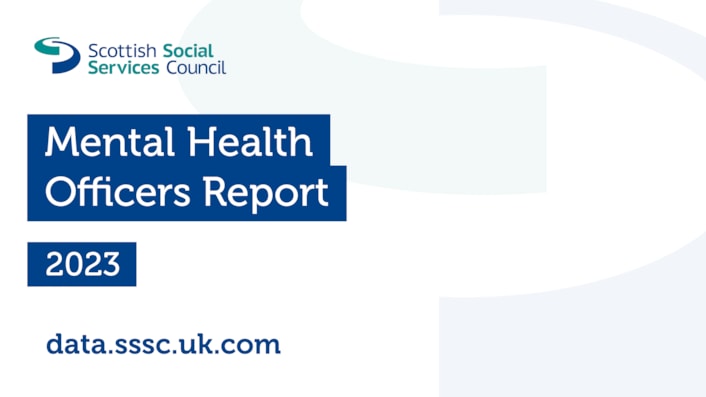 Mental Health Officers Report 2023 image: Mental Health Officers Report 2023 image with data.sssc.uk.com web address