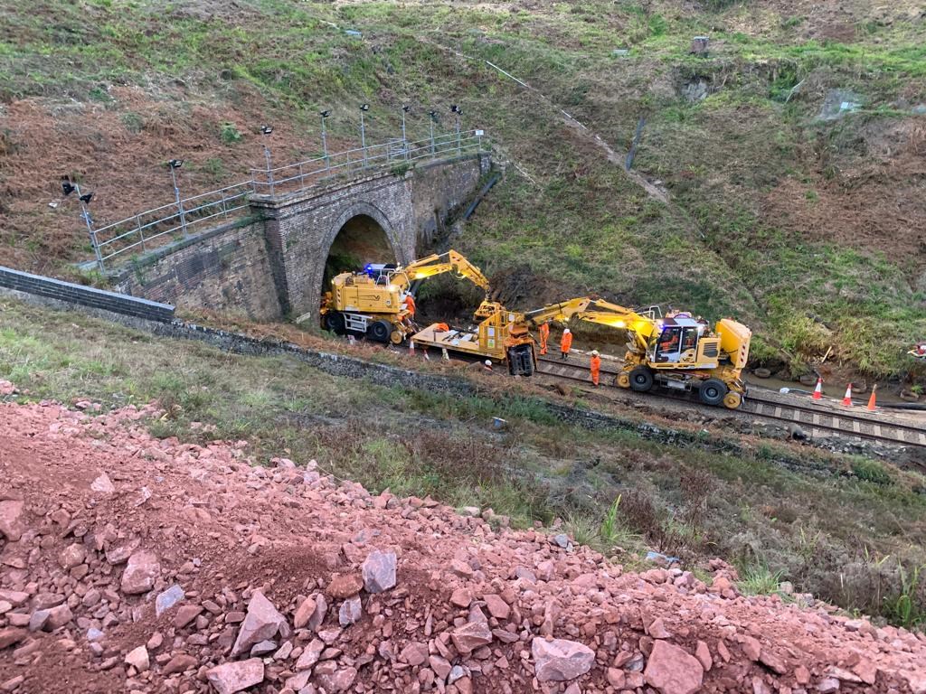 Engineering train at Honiton tunnel