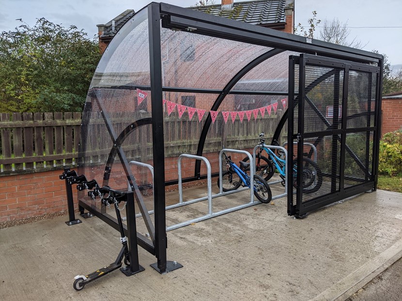 Leeds schools get £100,000 of new bicycle and scooter storage: ArmleyParkPrimarySchoolBicycleStorage-2