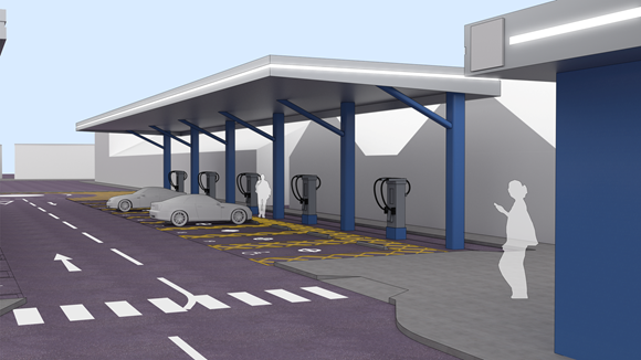 Places for London launches search for a new electric vehicle charging hub partner: Places for London - Illustration of a potential hub