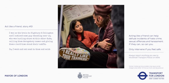 TfL launches powerful campaigns to encourage people to be active bystanders and to deter perpetrators of crime: TfL Image -  Bystanders Poster