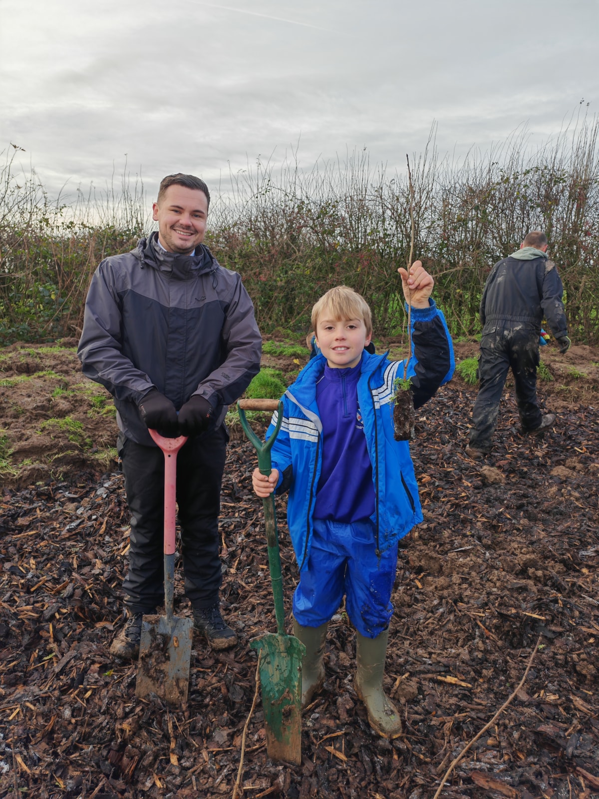 Councillor Joshua Roberts joined local schoolchildren planting trees