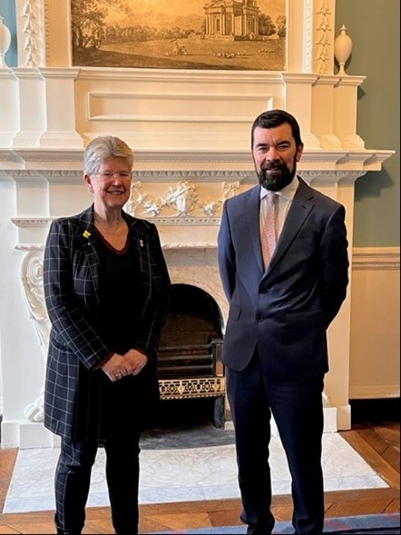Minister for Social Justice and Chief Whip Jane Hutt with Irish Government Minister Joe O'Brien