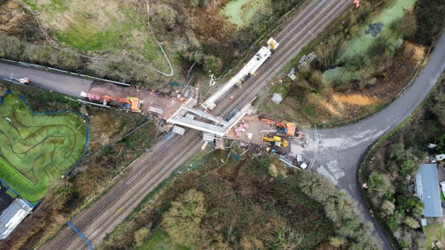 Train services return to normal as Somerset bridge maintenance complete: Aerial view Middle Drove bridge 1