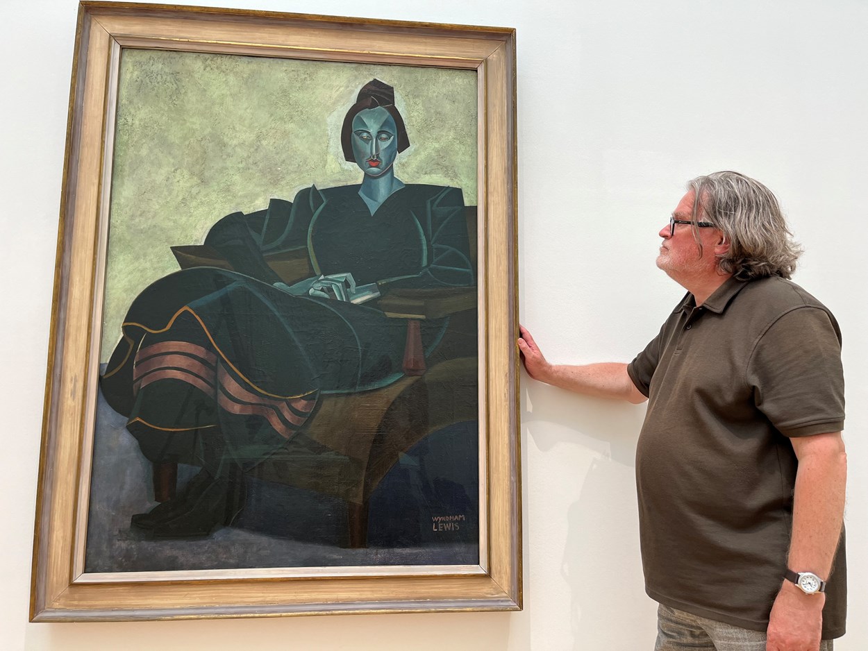 Praxitella display: Nigel Walsh, curator at Leeds Art Gallery with Praxitella, created by famed British avant-garde artist Percy Wyndham Lewis in around 1921.