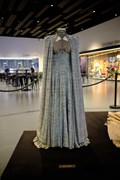 Lysa Arryn's Wedding dress: The velvet gown worn by Lysa Arryn in Season 4 for her marriage to Peter Baelish, shows remarkable detail representing House Tully and House Arryn.