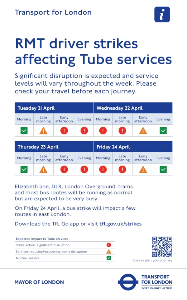 TfL Graphic - Industrial Action on London Underground