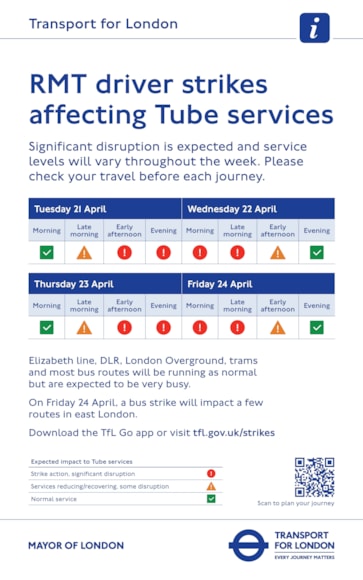 TfL Graphic - Industrial Action on London Underground