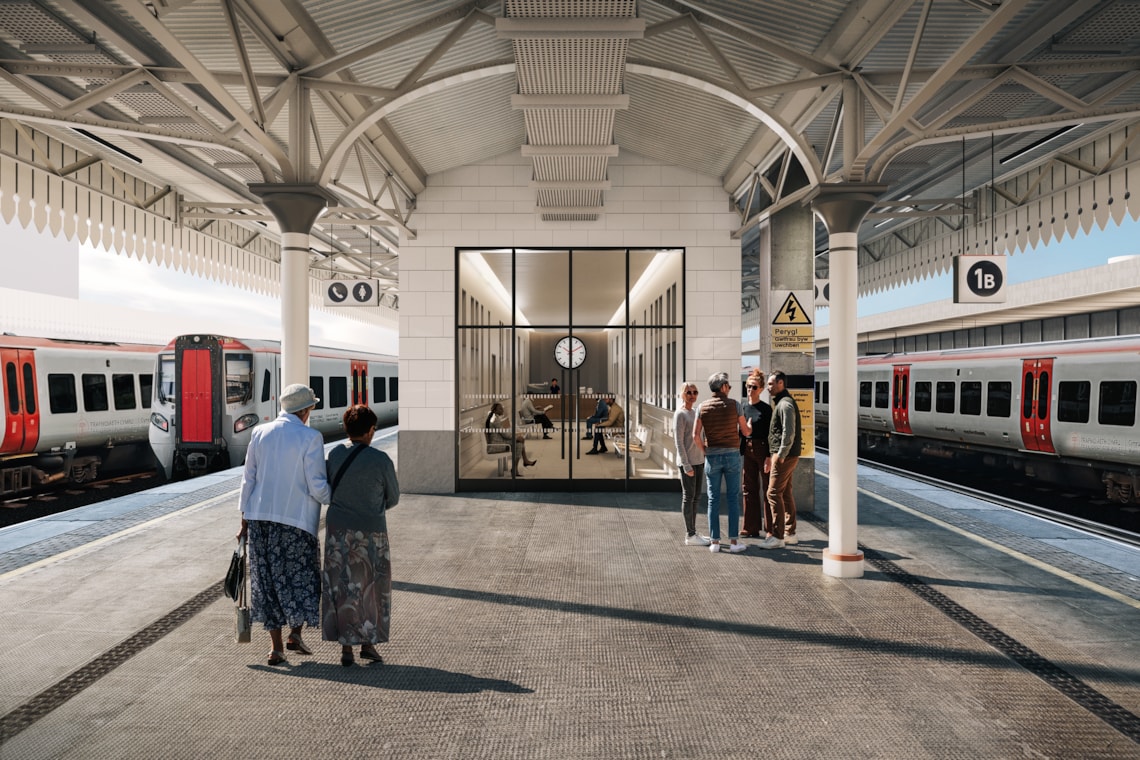 Cardiff Central station - platform buildings