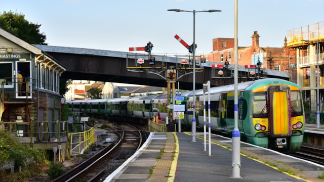 ONE WEEK TO GO: Passengers reminded to plan ahead and check before they travel this half-term as railway closes between Tunbridge Wells, Hastings and Bexhill for essential improvement work: A Southern train arrives at Hastings station