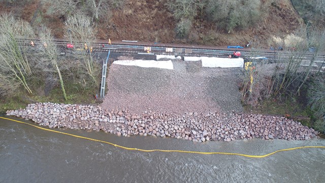 Services resume on storm damaged Dumfries railway: DJI 0003