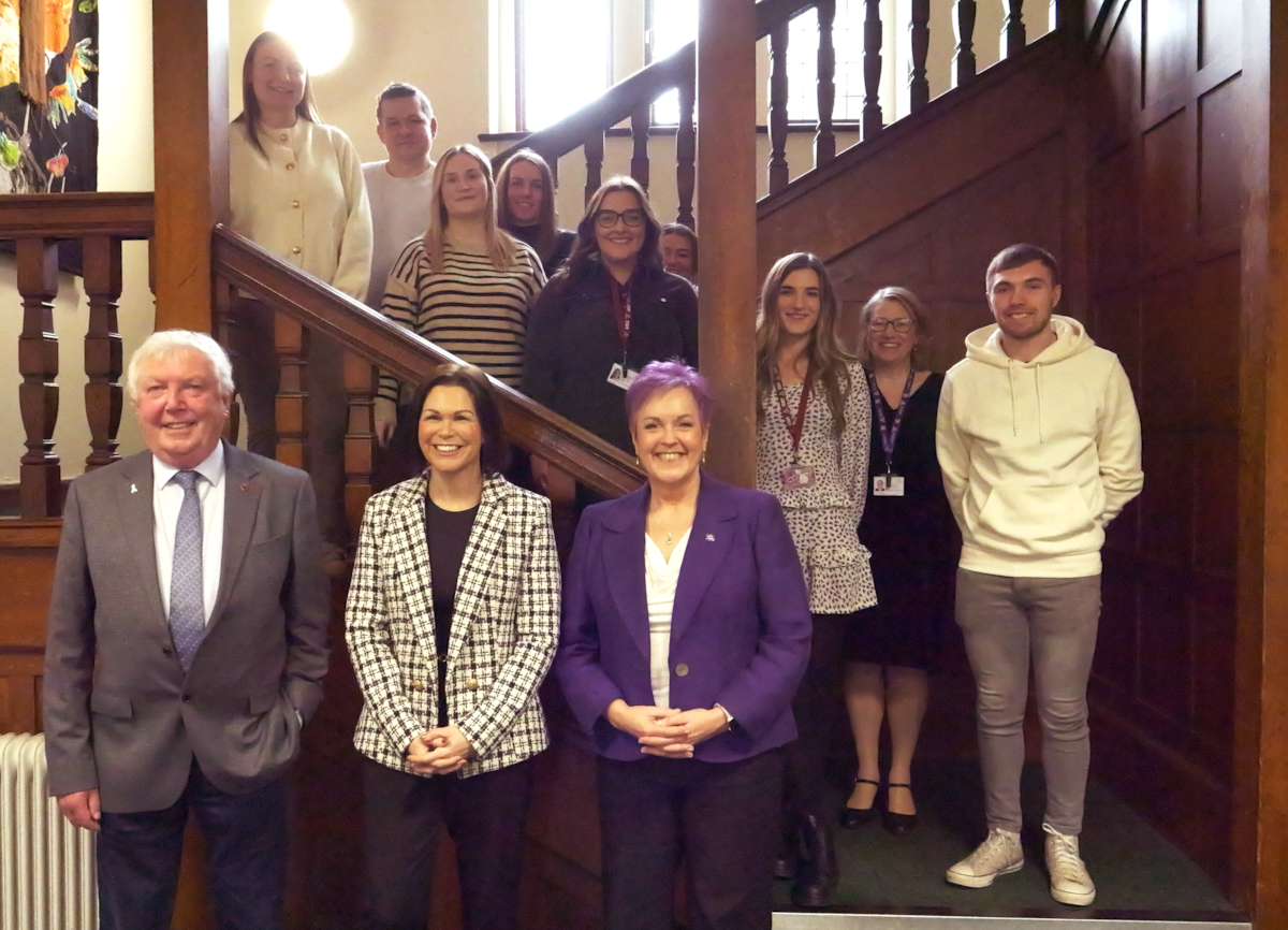 Minister for Children and Social Care, Dawn Bowden and Rhondda Cynon Taf Apprentices