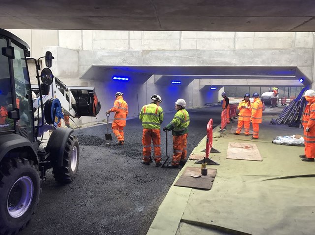 Orange Army on site at Bolina Road: Members of Network Rail's Orange Army complete the transformation of Bolina Road.