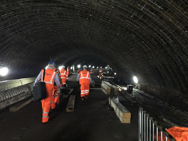 Visitors at the tunnel underneath Liverpool Central