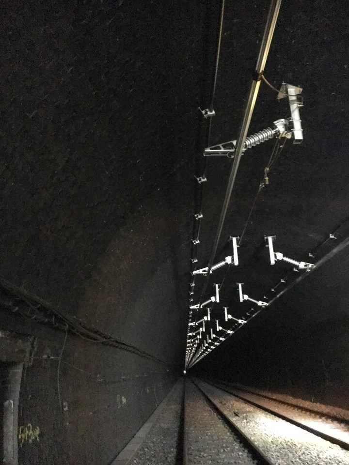 Installed OLE at Chipping Sodbury tunnel