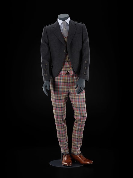 A casual ‘Homeless’ tartan trews outfit from Slanj, Glasgow, 2023. The outfit was acquired as part of a contemporary Highland dress collecting project