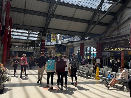 This image shows passengers at Liverpool Lime Street