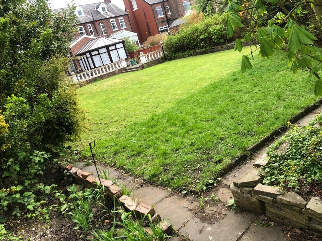 A garden now free from flooding on Stamford Road in Audenshaw