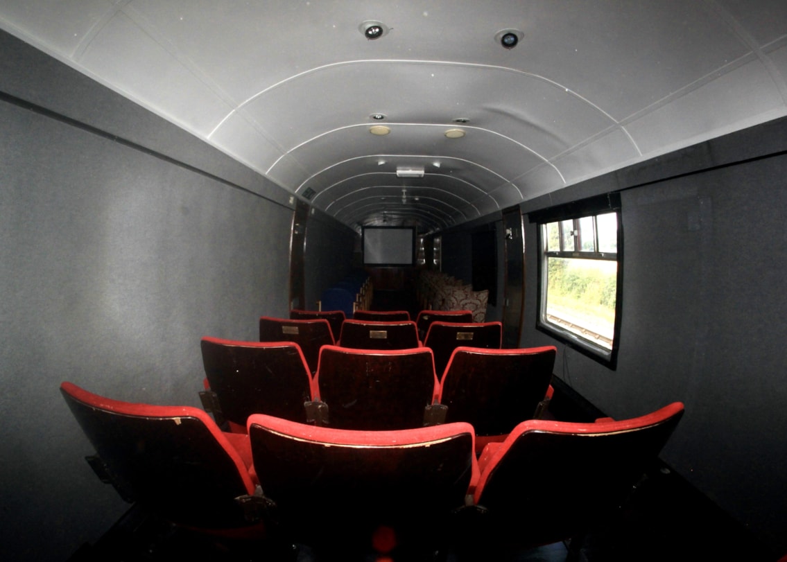 The interior of the cinema coach. C Railway 200