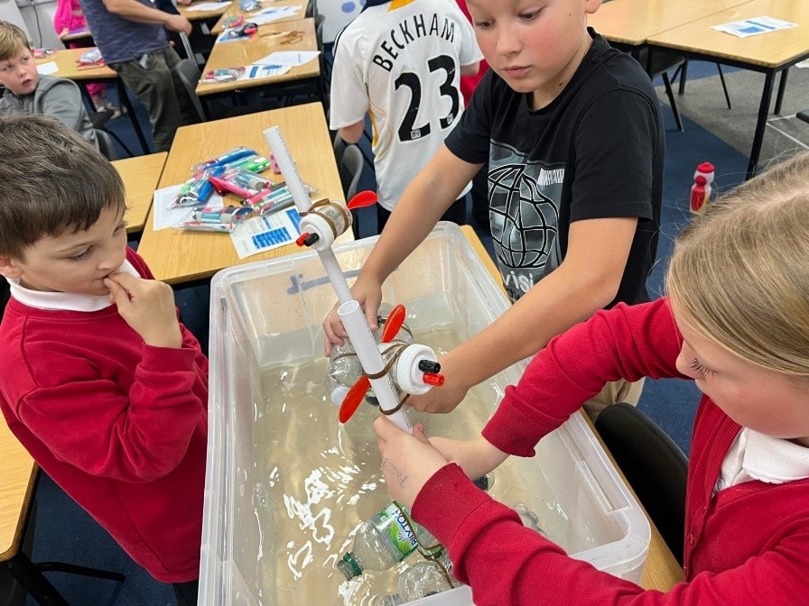 Pupils at Pembroke Dock Community School build floating wind turbine platforms