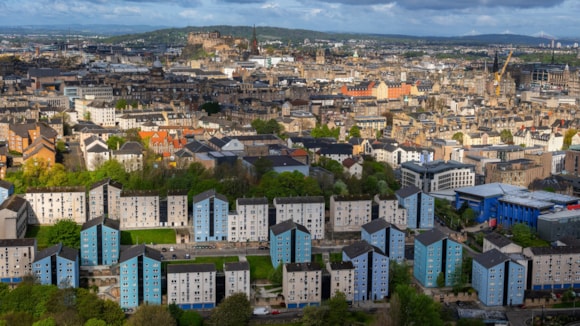 LATEST NEWS: Council tenants urged to share views on how their rent should be spent: Edinburgh multi-storey blocks from above (Getty image)