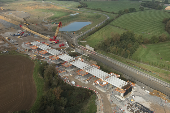 Highfurlong Brook beams in position from above Nov 2023