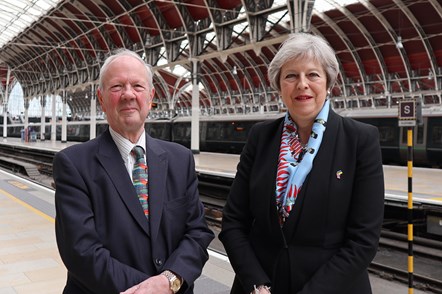 Lord Faulkner of Worcester, Chair of the GWR Advisory Board, welcomes the Rt Hon Theresa May MP to the board