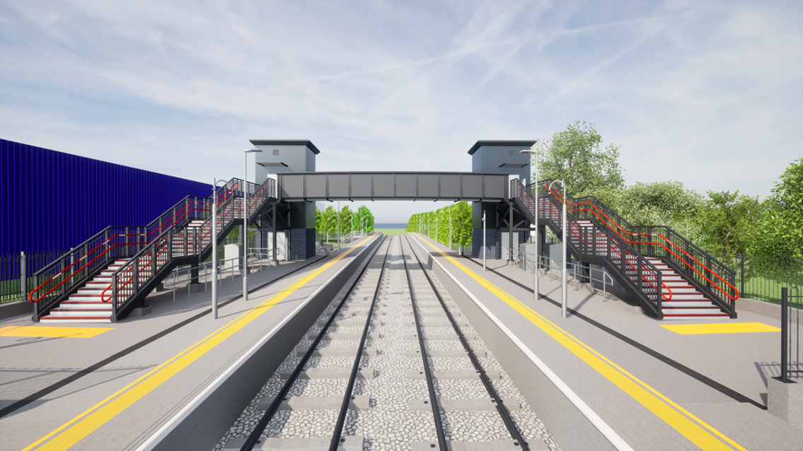 Artist's impression of Cwmbran station footbridge