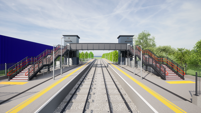 Artist's impression of Cwmbran station footbridge: Artist's impression of Cwmbran station footbridge