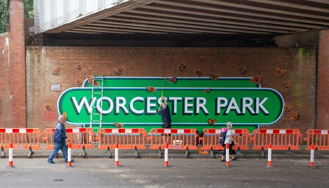 Worcester Park: Artist Lionel Stanhope works on the Worcester Park Mural