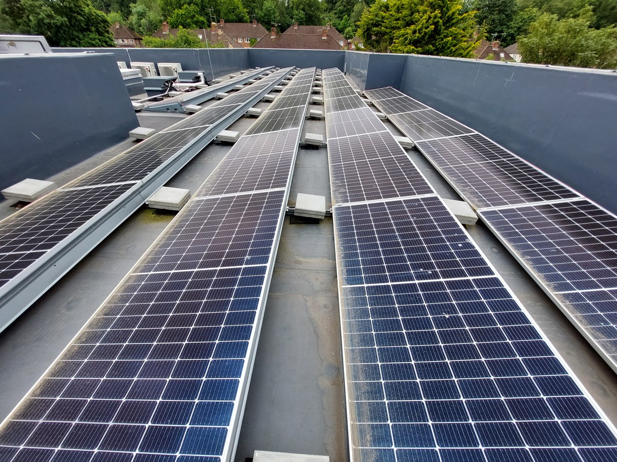 Solar panels on the roof of the Council's Lyndhurst Road affordable homes. Now residents can follow suit at competitive prices.