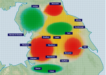 Image shows school commuter heat map