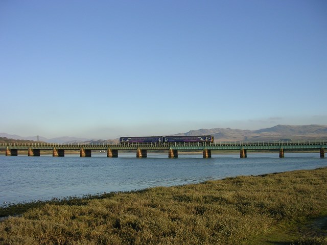 Cumbrian coast line near Ravenglass: Trains operated by Northern on the Carlisle to Barrow line.