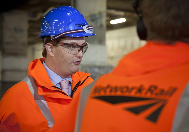 Danny Alexander: Chief Secretary to the Treasury, Danny Alexander MP visits Network Rail's New Street construction site on a break from the Lib Dem conference in Birmingham.