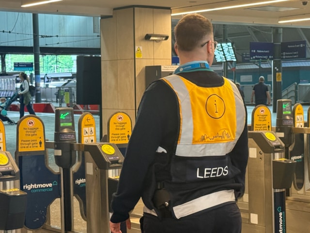 Staff in yellow vests - Leeds City station-3: Staff in yellow vests - Leeds City station-3