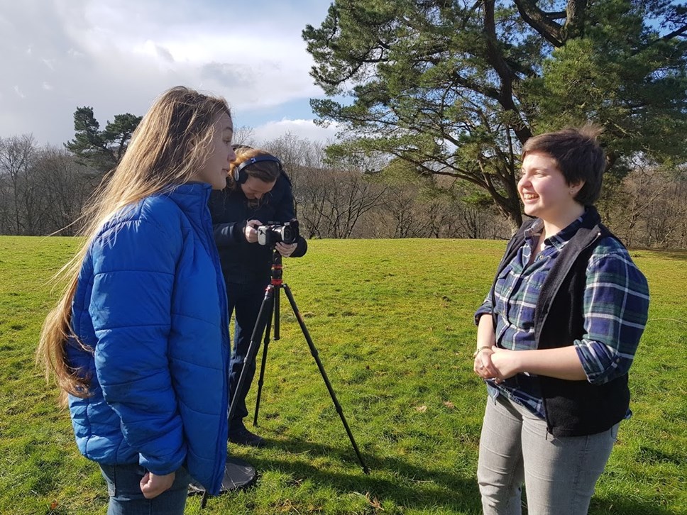 Forestry student Jay Hamill (right) with Jemima Letts of Tree Sparks