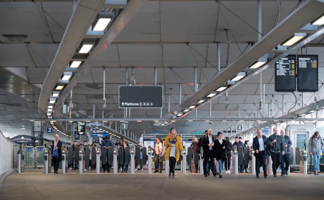 Passengers using ticket gates at Manchester Piccadilly