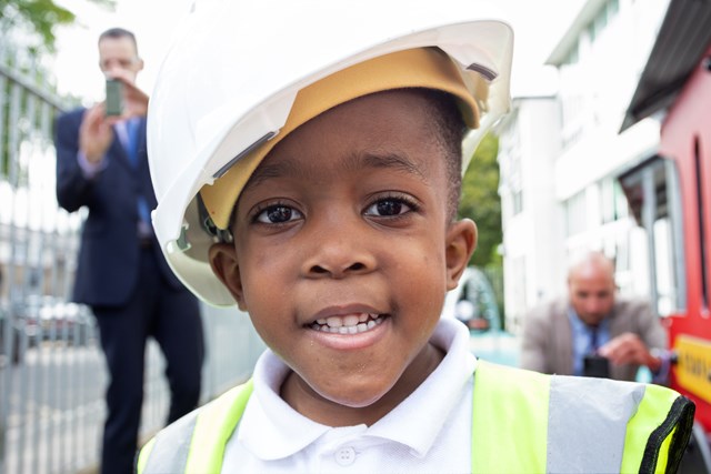 Deptford - playing in a hard hat: Grinling gibbons school - playing in a hard hat