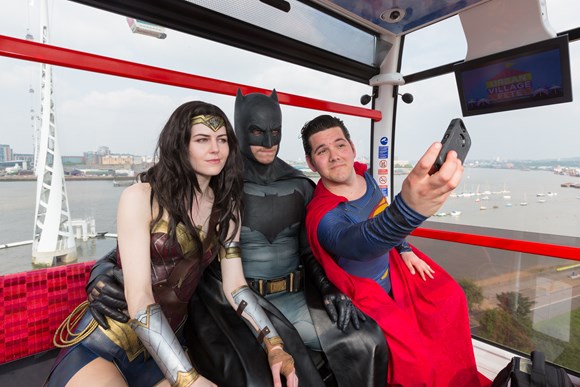 Superheroes on Emirates Air Line 