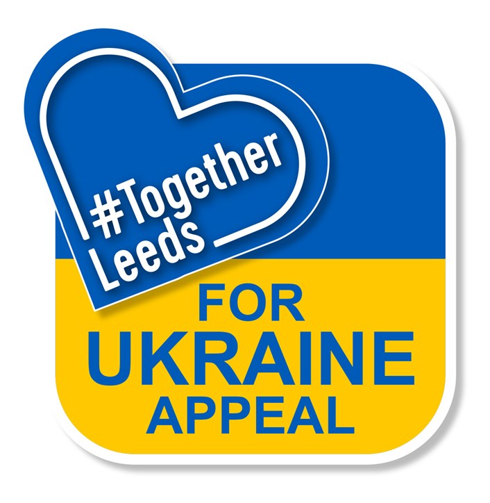 Show your support for the Leeds together for Ukraine appeal: TogetherLeeds for Ukraine Logo