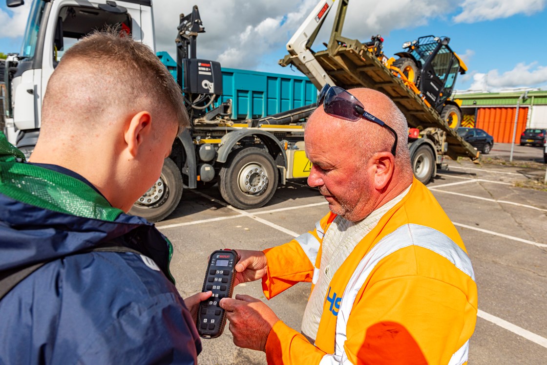 Pupils from Futures Academy learning about construction equipment