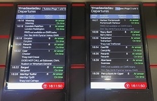 Passengers seeing improved satisfaction across Wales & Borders as train performance continues to rise: Cardiff CIS boards 5