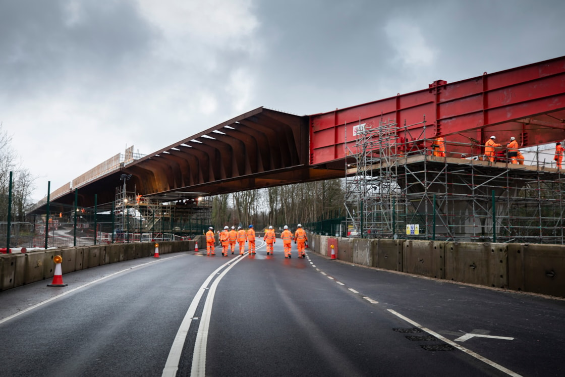 Small Dean viaduct deck slide over the A413 31st Jan 2024