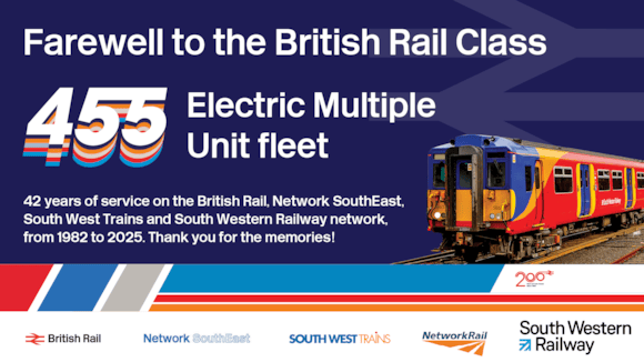 Gone in 15 seconds! South Western Railway’s Class 455 tour sells out in record time: Class 455 Farewell banner 2 December
