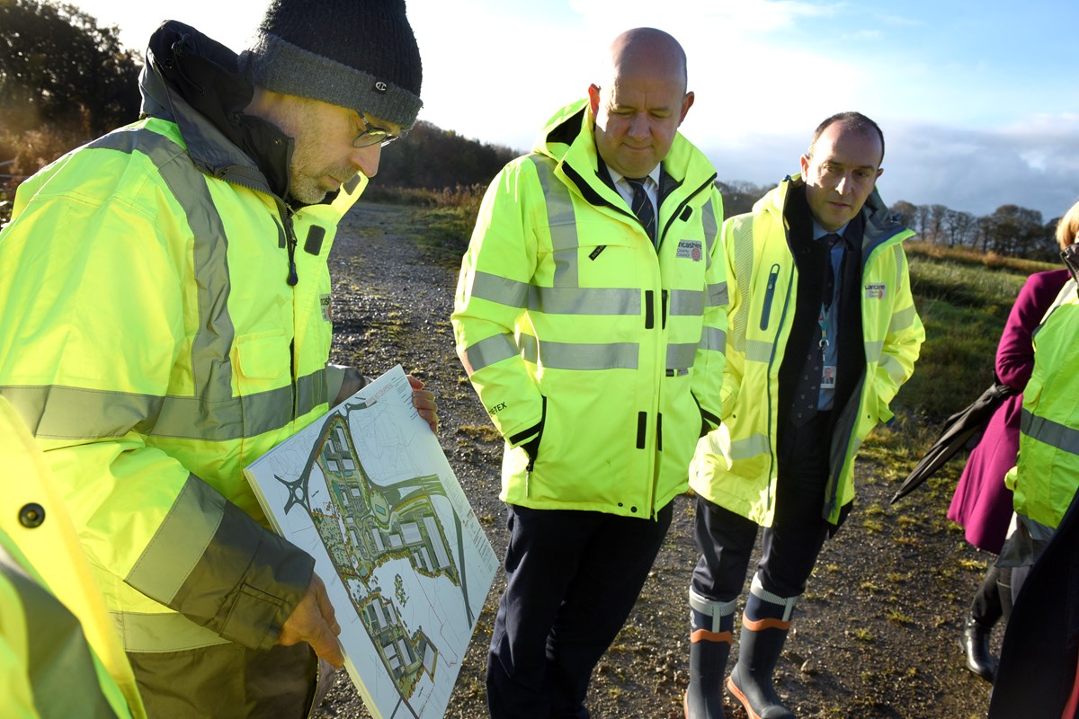 Officers from the county council looking at plans for the site, during a visit in November 2023 - prior to the plans being agreed.